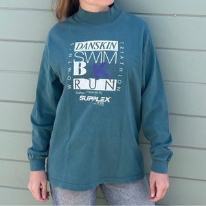 Vintage Danskin mock neck long sleeve athletic Tee 90s Y2K
